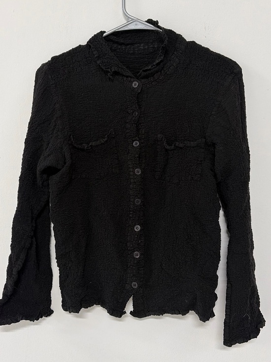Issey Miyake Tops - Issey Miyake Califlower Textured Black Button-Up Top